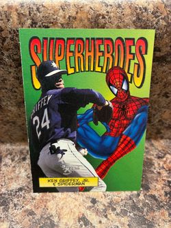 1998 Skybox Dugout Axcess “Superheroes” KEN GRIFFEY JR./SPIDER-MAN🔥Mariners! #3