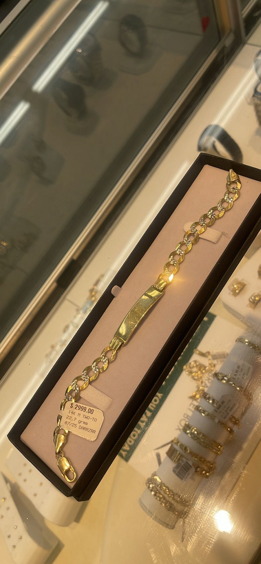 14K Gold Name Plate Bracelet 9” 22.7 Grams 