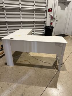 White L-Shaped Office Desk