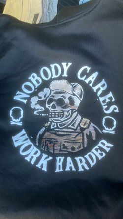 Men’s xxl jet black hoodie with work harder logo