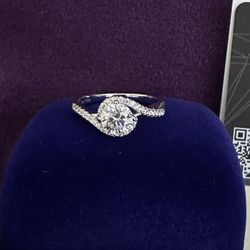 Genuine GRA Certified Moissanite Ring 6.5mm 1.0ct* Size 7.5