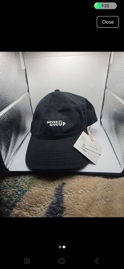 Brand New NWT Black "Never Give Up" Embroidered Baseball Cap Hat