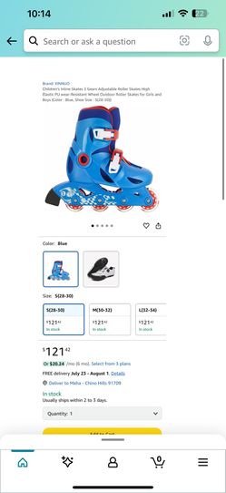 Kids’ Roller Skates Inline Skates (Size 2XS | 3–7 yrs | <25kg)