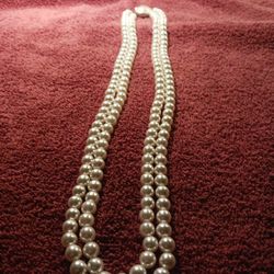2 Strand Simulated Pearl Necklace