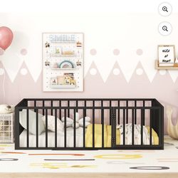 Twin metal floor bed