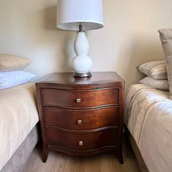 White bedside Lamp and night stand dresser