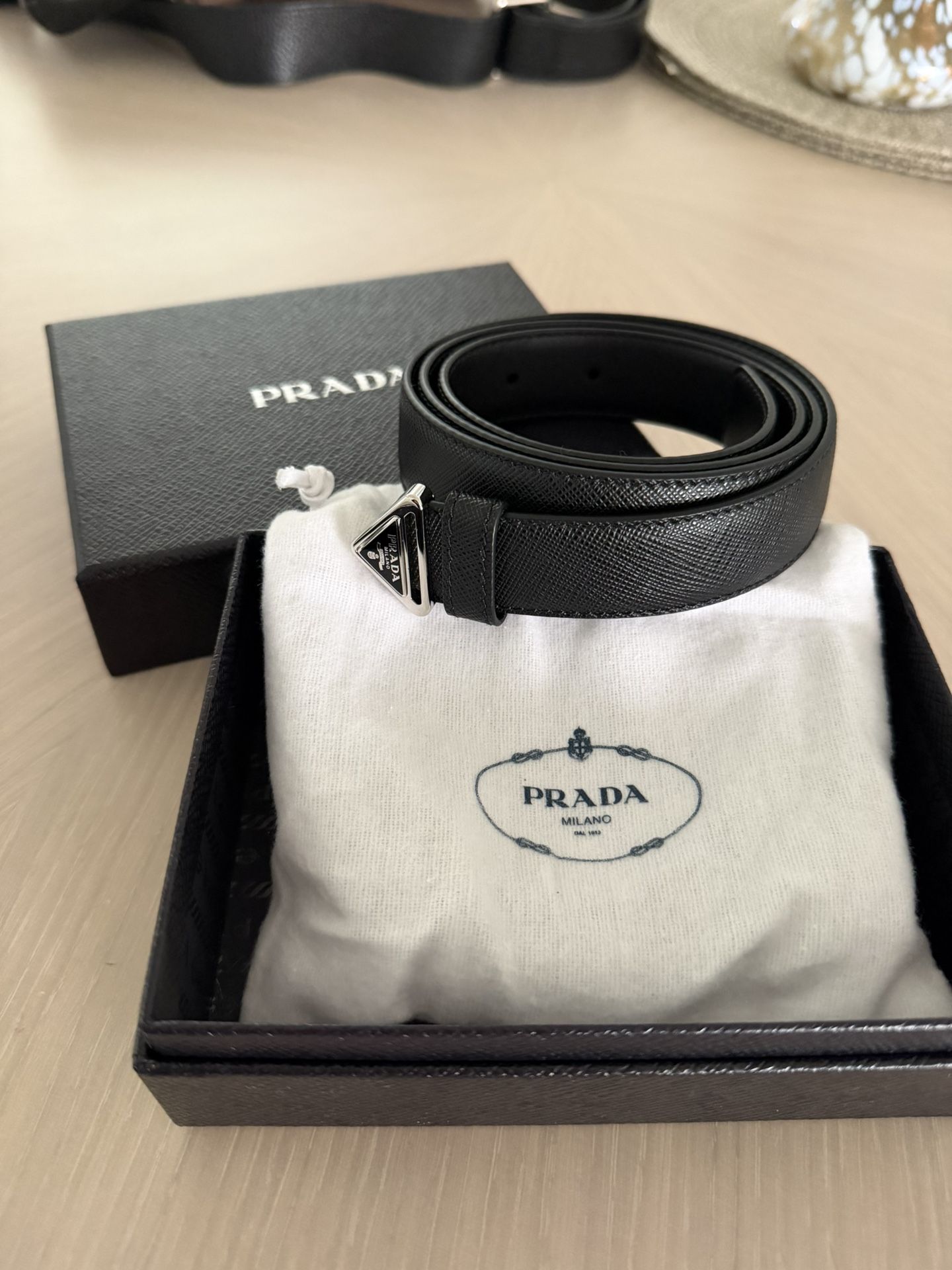 Prada Black Leather Belt
