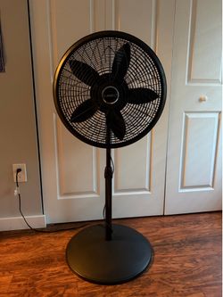 Lasko Pedestal Fan, Oscillating Fan for Bedroom with Adjustable Height and 3 Cooling Speeds, Portable, 18", Black, 1827