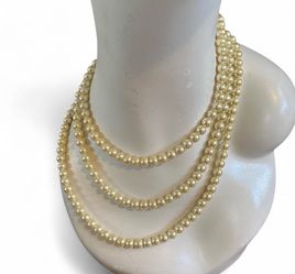 Vintage Faux Pearl Long Necklace 58” 8mm