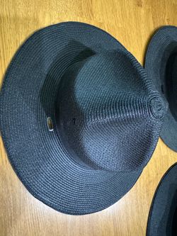 6 Trooper Black Wide Brim Straw Sun Hat