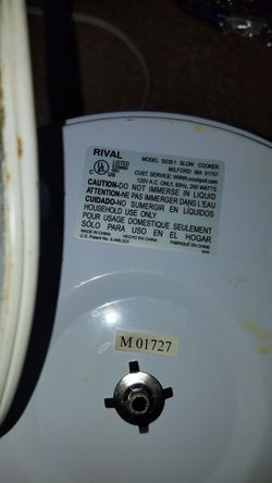 Rival 200 Watt White Slow Cooker Crockpot Model #50351
