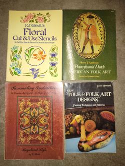 Vintage stencil art and folk art books