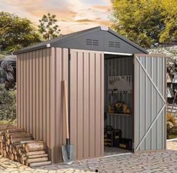 (Brand new in sealed box) 4x6 ft metal storage shed - brown