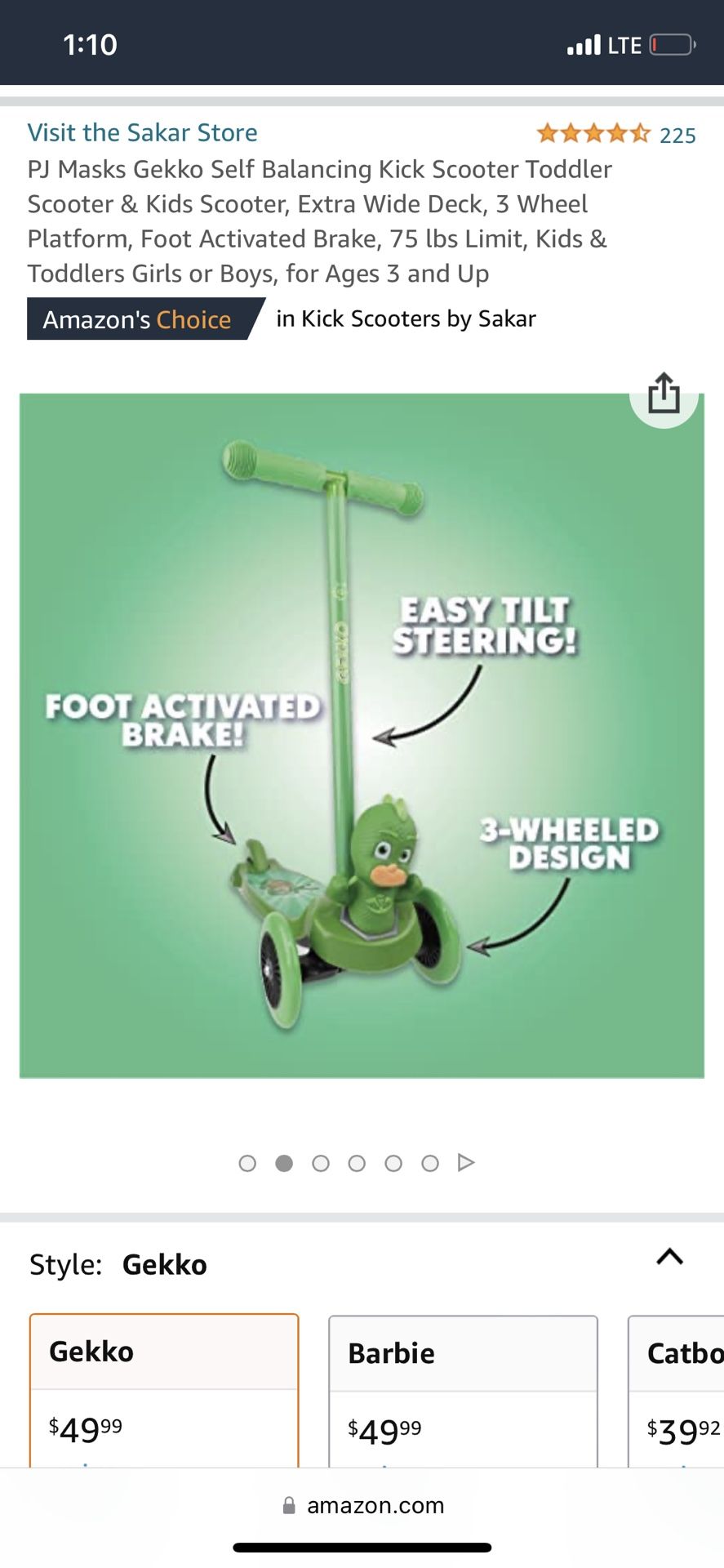 PJ Masks Gekko 3D Scooter