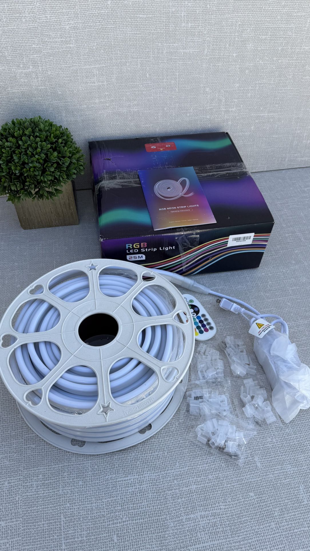 RGB LED Neon Rope Lights 82FT/25M, AC 110-120V Waterproof Color Changing LED Rope with Remote Controller