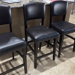 3 Bar Stools Leather