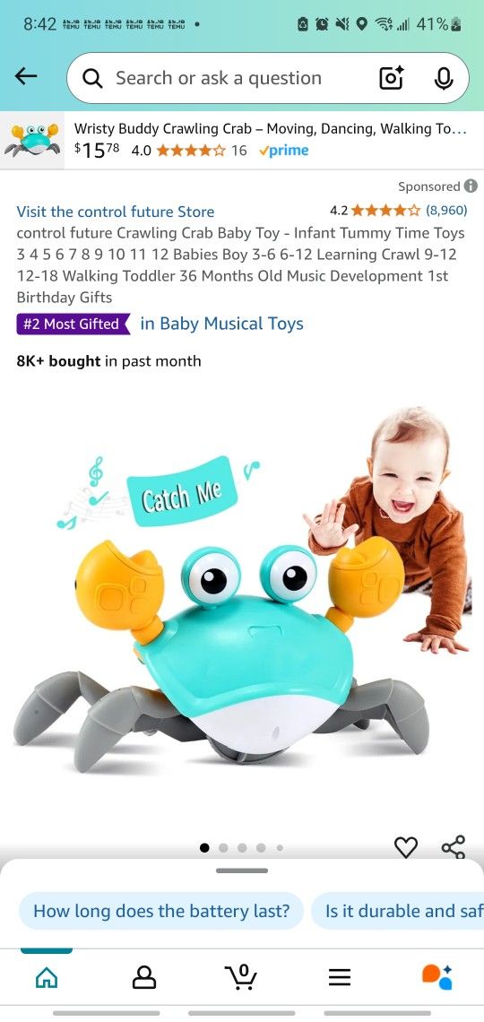 Crawling Crab Baby Toy