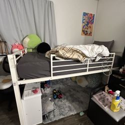 twin size lofted bed frame w/ no slide 