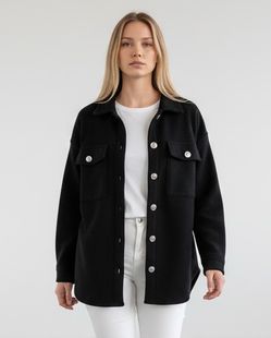 If It Were Me Black Velour Shacket Women’s MEDIUM Button Front Jacket