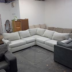 Grey large sectional couch
