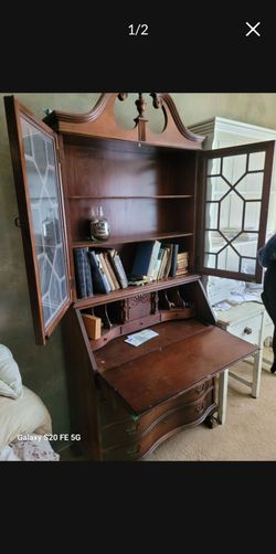 Antique Mahogany Secretary Desk with Bookcase