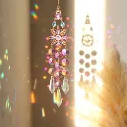 Suncatcher with Crystals,Colorful Crystal Butterfly Rhinestones Suncatcher Window Hanging,Crystal Prism Hanging Ornament,Rainbow Maker Decoration for