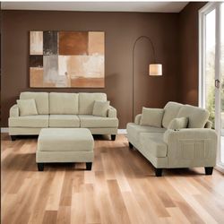 Sofa And Loveseat  Beige Corduroy Fabric, Solid Wood, Others. New Especial Price 