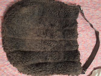 Brown Fluffy Fur Bag - Great For Fitting laptop 