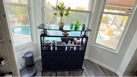 Black Modern Bar Cart Cabinet with Storage Shelves