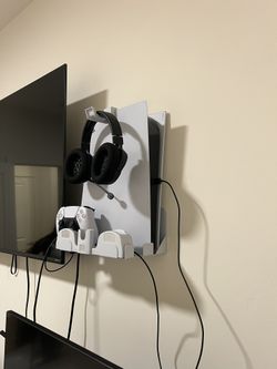 PS5 Wall Mount w/ Dual Controller Charger + Headset Hook