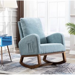  living Room Comfortable Rocking Chair living Room Chair with Pocket,Blue