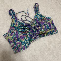 New 1xl Tye dye crop top shirt tank festival rave boho stretchy