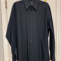 Mens Covington Dress Modern Fit Size 16-161/2 34-35 Large Dark Gray Shirt
