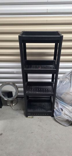 Black Plastic 4-Tier Storage Shelf Unit