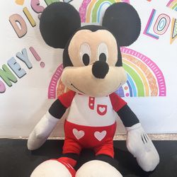 DISNEY MICKEY MOUSE  WITH HEARTS !! LARGE 18 INCH PLUSH - NEW