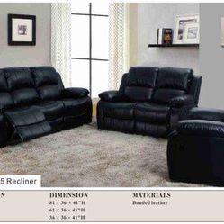 BRAND NEW 3 PIECES RECLINERS SOFA COUCH SET