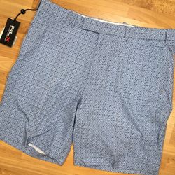 New Polo Sport Golf Ralph Lauren X Classic Fit Shorts Stretch Blue White 36 Nwt