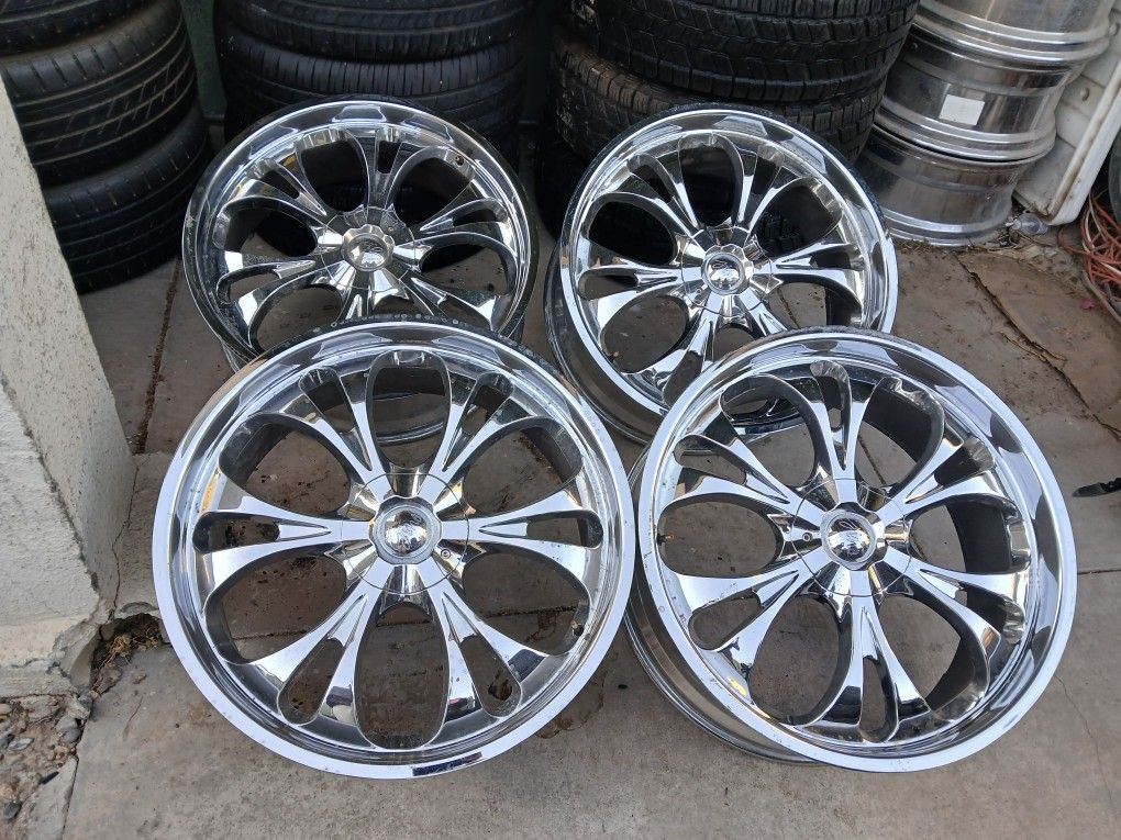 RIMS 24X9½....5 LUGS FIT JEEP CHEROKEE JEEP COMANDER CHEVY SILVERADO YUKON TAHOE SUBURBAN CHEVY IMPALA 5X5 CHEVROLET