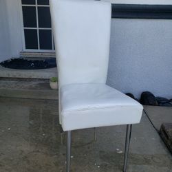 3 Leather Dining Chairs (White)