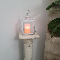  Candle Lantern, Vintage Decorative Hanging Lantern, Metal Tabletop White