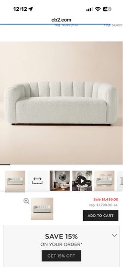 White Bouclé Sofa CB2 – Like New