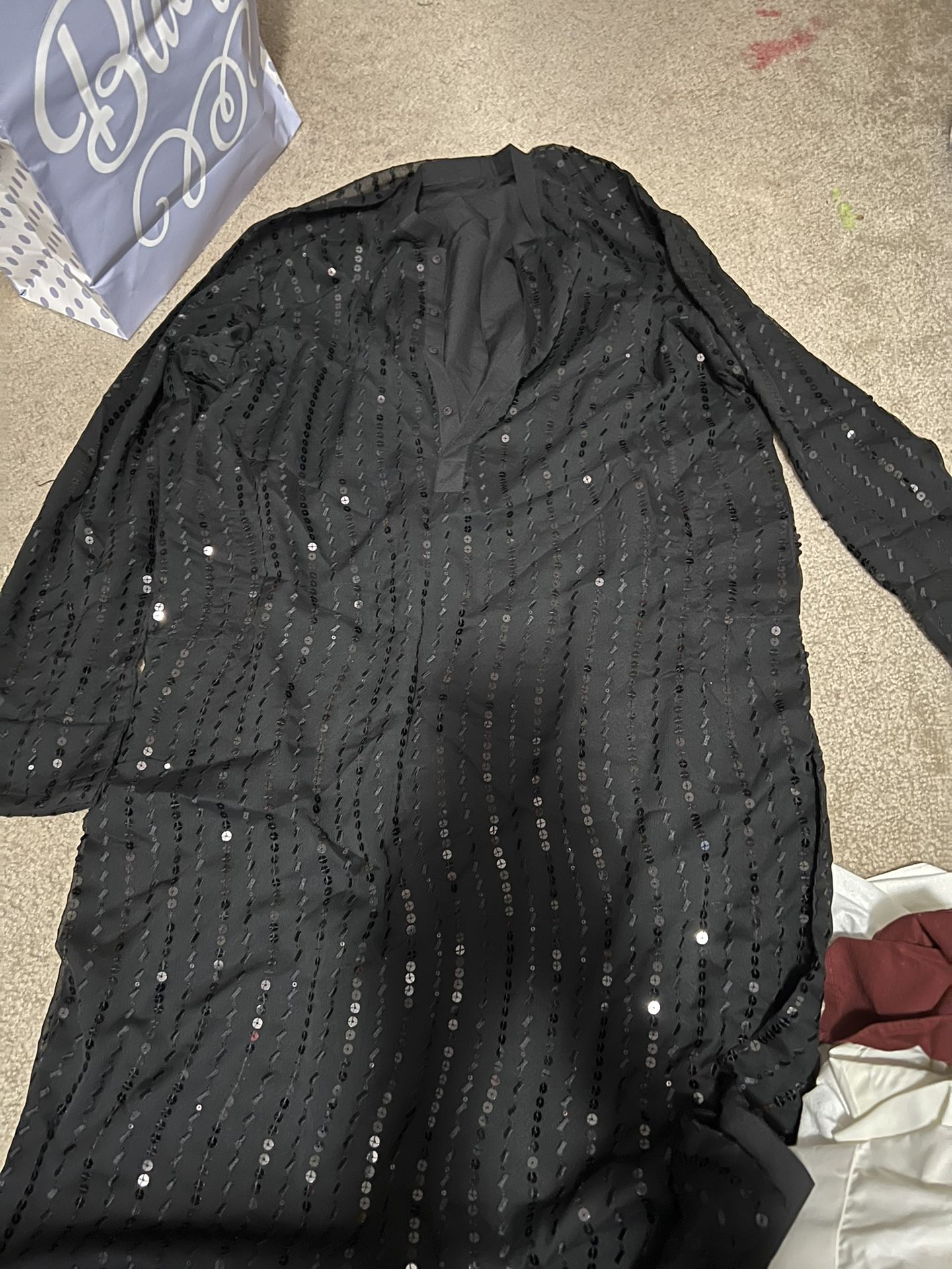 Black Kurta and Vest Men Medium