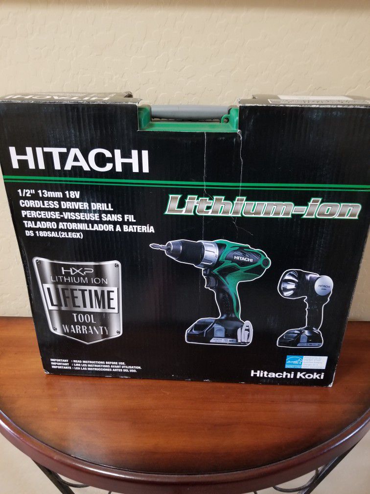 New Hitachi 18V Lithium Ion Driver Drill With Flashlight