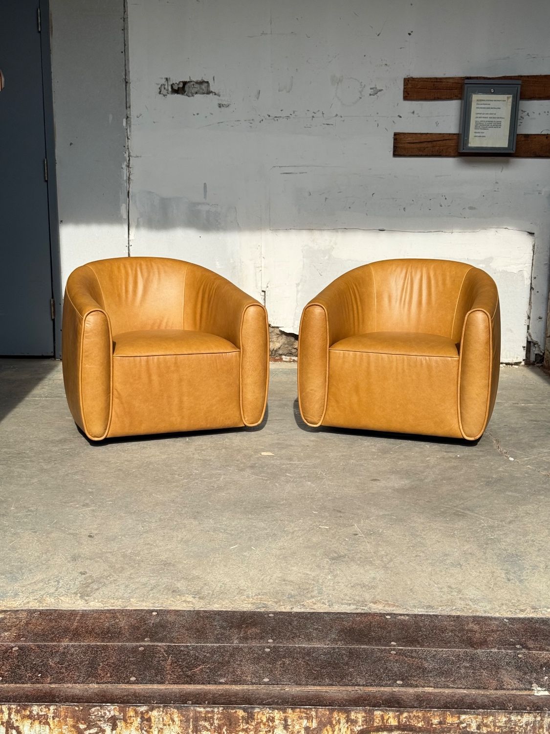 Warm Brown Leather Swivel Chair (Retail $1795)