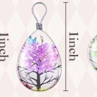 Necklace: Black Cord Chain with Glass Pendant Dried Flower and Zippered PVC Jewelry Bag. (Brand new).