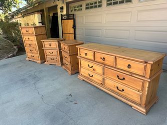 Pine Wood Bedroom Dresser Set – 4 Pieces