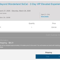 Beyond Wonderland 2 Day VIP Ticket $350