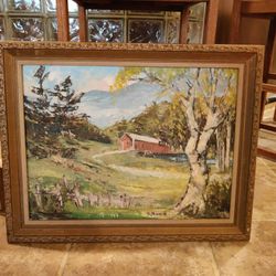 FRAMED MID-CENTURY OIL ON CANVAS