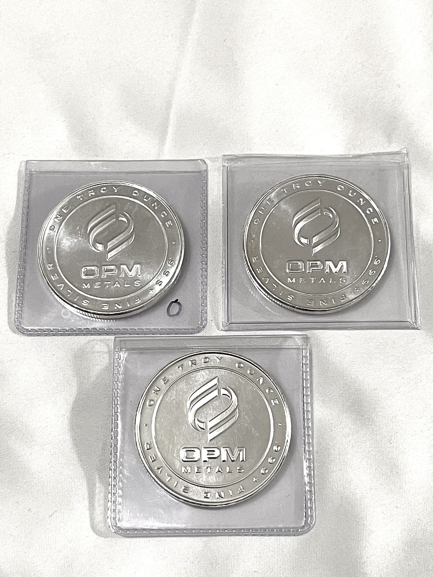 In Great Condition (3) .999 Fine Silver 1 Troy Oz Each OPM Metals Silver Rounds