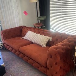 Rust Orange Tufted Couch